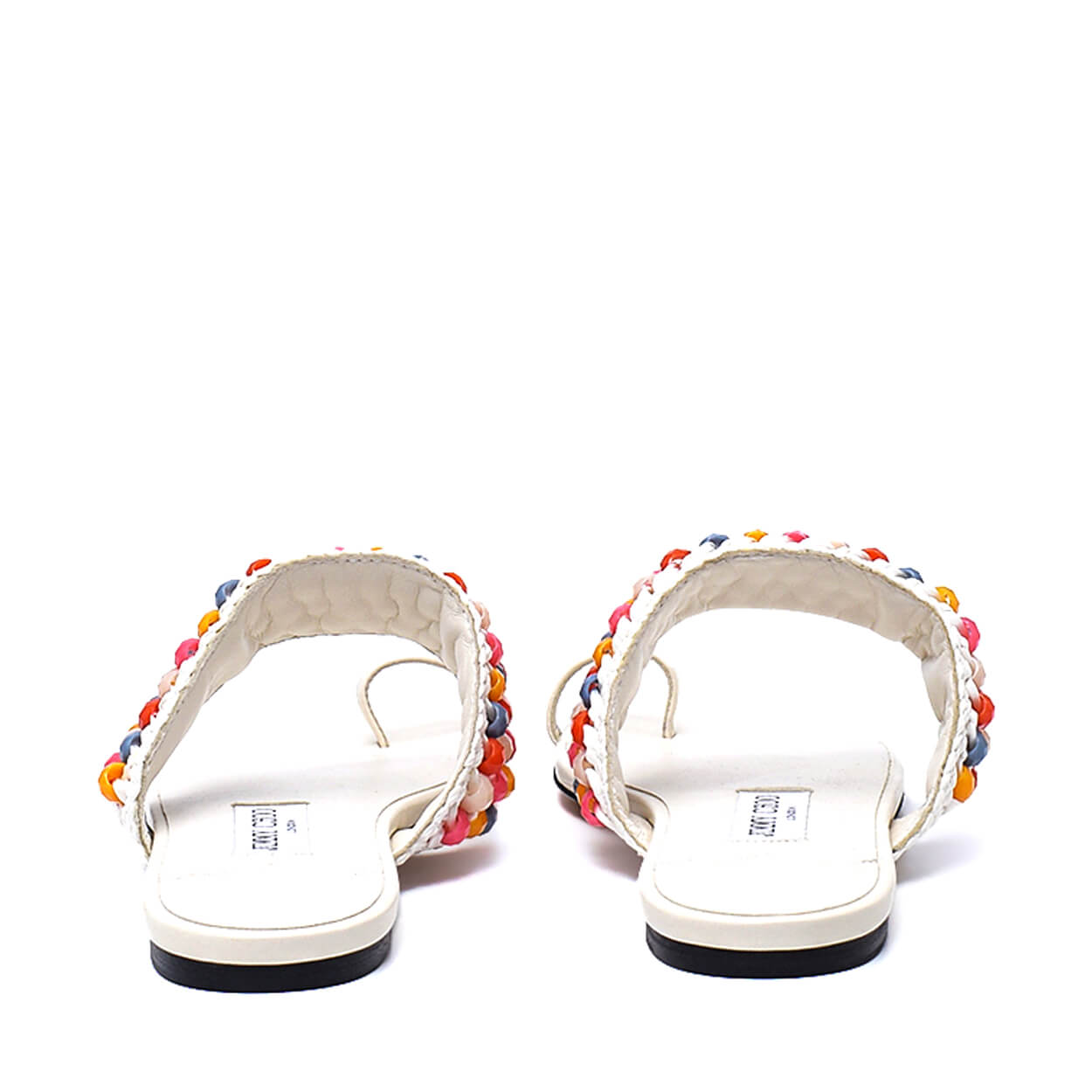 Jimmy choo-White Amoure Beaded Flat Sandals 39